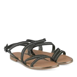 Sandales NOIR Femme Motif Paillettes Boucle