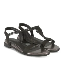 Sandales NOIR Femme Motif Paillettes Elastique