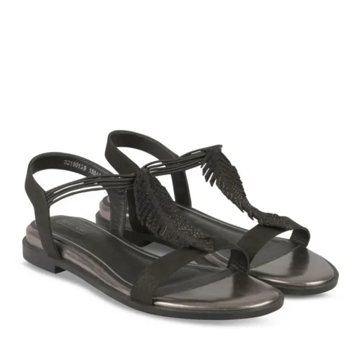 Sandales NOIR Femme Motif Paillettes Elastique