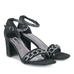 Sandales NOIR Femme Motif Chaîne Boucle