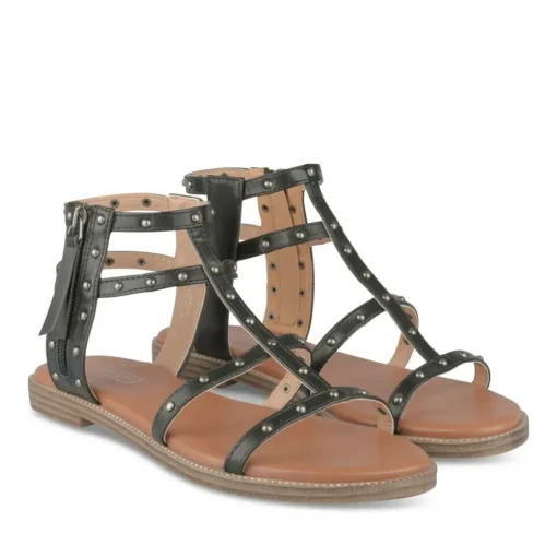 Sandales NOIR Femme Motif Clouté A Enfiler
