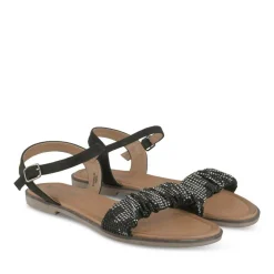 Sandales NOIR Femme Motif Paillettes Boucle
