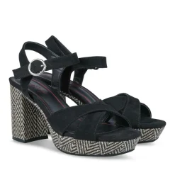 Sandales NOIR Femme Motif Uni Boucle