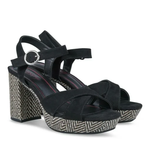 Sandales NOIR Femme Motif Uni Boucle
