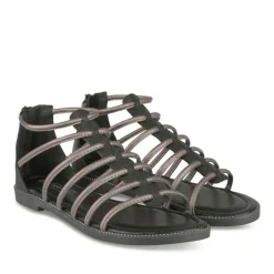 Sandales NOIR Femme Motif Uni Fermeture éclair