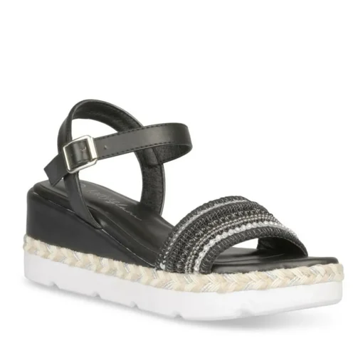 Sandales NOIR Femme Motif Uni Boucle