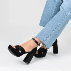 Sandales NOIR Femme Motif Uni Boucle
