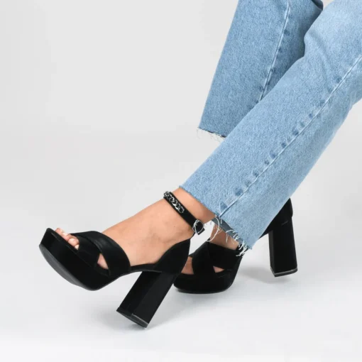Sandales NOIR Femme Motif Uni Boucle