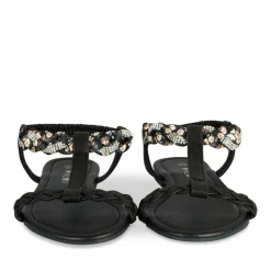 Sandales NOIR Femme Motif Perle Elastique