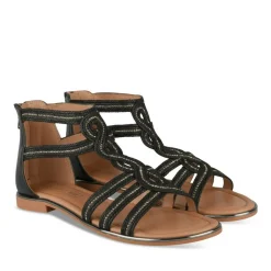 Sandales NOIR Femme Motif Paillettes Fermeture éclair