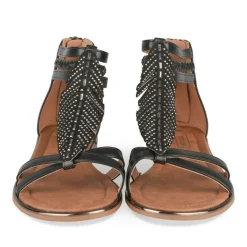 Sandales NOIR Femme Motif Paillettes Fermeture éclair