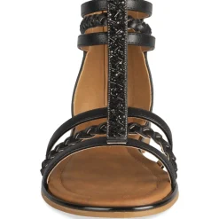 Sandales NOIR Femme Motif Uni Fermeture éclair