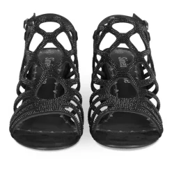 Sandales NOIR Femme Motif Paillettes Boucle