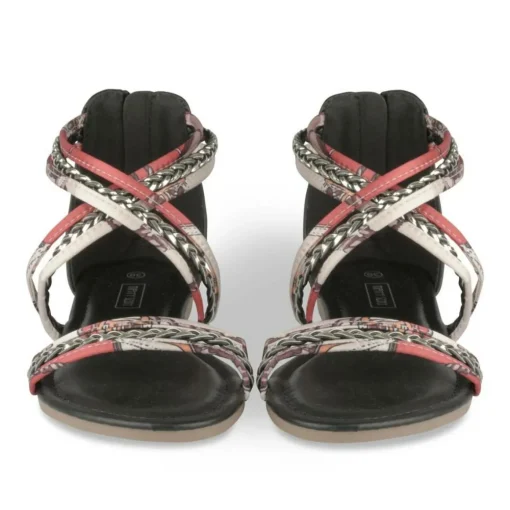 Sandales NOIR Femme Motif Fleuri Fermeture éclair