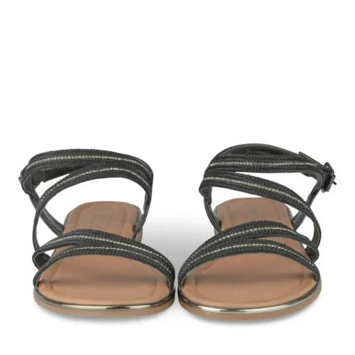 Sandales NOIR Femme Motif Paillettes Boucle