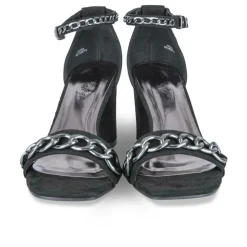 Sandales NOIR Femme Motif Chaîne Boucle