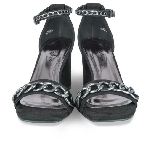 Sandales NOIR Femme Motif Chaîne Boucle
