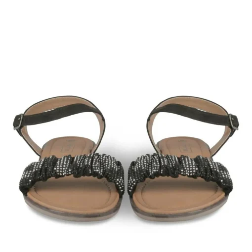 Sandales NOIR Femme Motif Paillettes Boucle