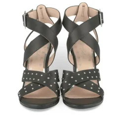 Sandales NOIR Femme Motif Clouté Boucle