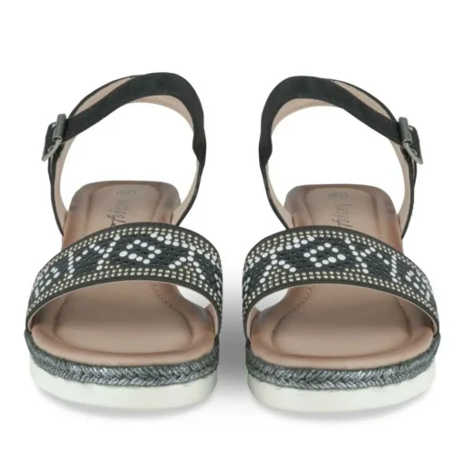 Sandales NOIR Femme Motif Paillettes Boucle