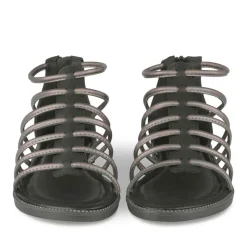 Sandales NOIR Femme Motif Uni Fermeture éclair