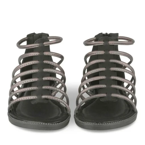 Sandales NOIR Femme Motif Uni Fermeture éclair