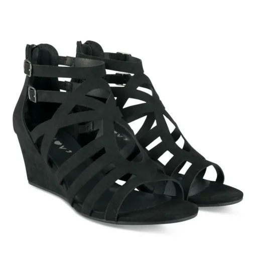 Sandales NOIR Femme Motif Uni Fermeture éclair