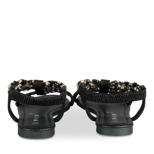 Sandales NOIR Femme Motif Perle Elastique