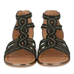 Sandales NOIR Femme Motif Paillettes Fermeture éclair