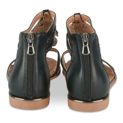 Sandales NOIR Femme Motif Paillettes Fermeture éclair