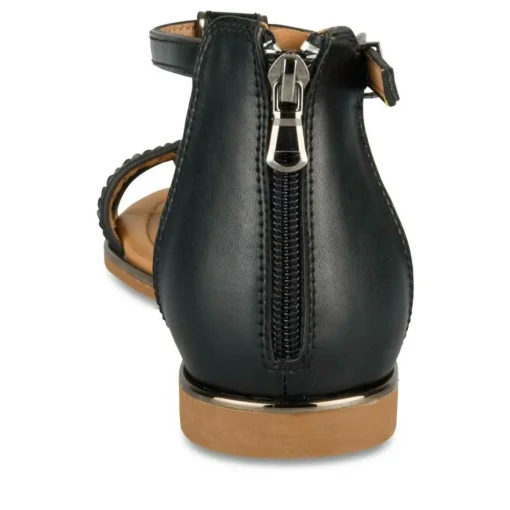 Sandales NOIR Femme Motif Tressé Fermeture éclair