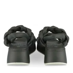 Sandales NOIR Femme Motif Tressé A Enfiler
