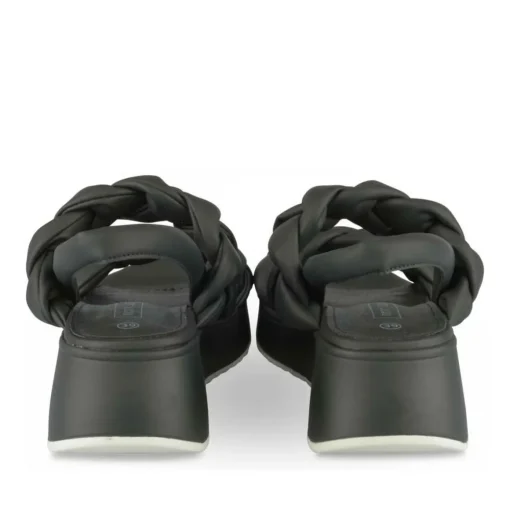 Sandales NOIR Femme Motif Tressé A Enfiler