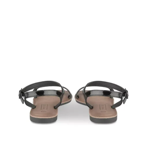 Sandales NOIR Femme Motif Vernis Boucle