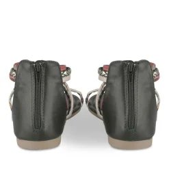 Sandales NOIR Femme Motif Fleuri Fermeture éclair
