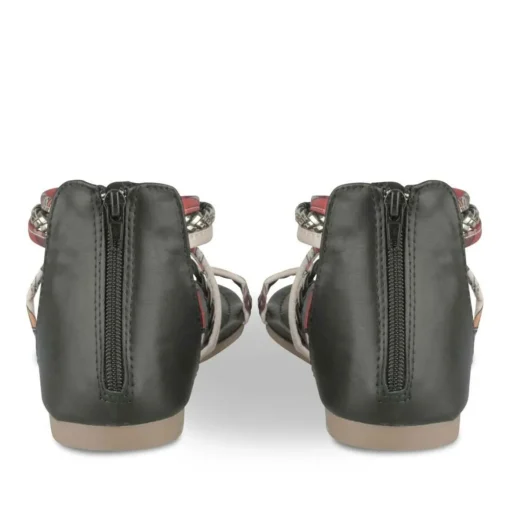 Sandales NOIR Femme Motif Fleuri Fermeture éclair
