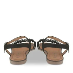 Sandales NOIR Femme Motif Paillettes Boucle