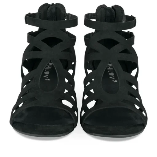 Sandales NOIR Femme Motif Uni Fermeture éclair