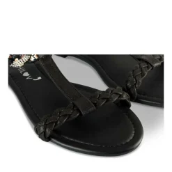 Sandales NOIR Femme Motif Perle Elastique