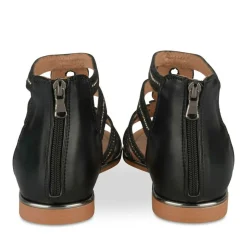 Sandales NOIR Femme Motif Paillettes Fermeture éclair