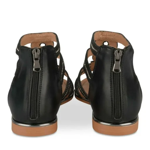 Sandales NOIR Femme Motif Paillettes Fermeture éclair