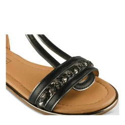 Sandales NOIR Femme Motif Tressé Fermeture éclair