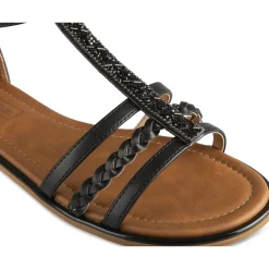 Sandales NOIR Femme Motif Uni Fermeture éclair