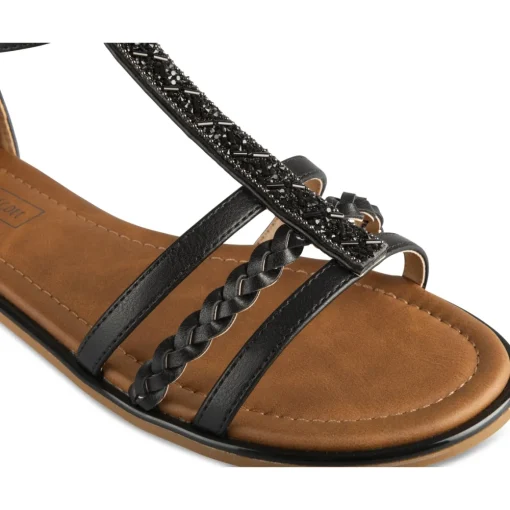Sandales NOIR Femme Motif Uni Fermeture éclair