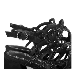Sandales NOIR Femme Motif Paillettes Boucle