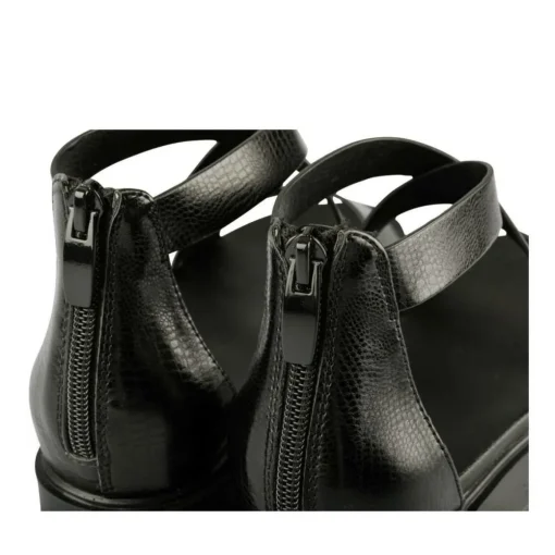 Sandales NOIR Femme Motif Animal Fermeture éclair