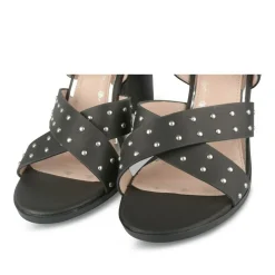Sandales NOIR Femme Motif Clouté Boucle