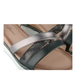 Sandales NOIR Femme Motif Paillettes Boucle