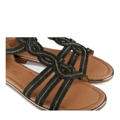 Sandales NOIR Femme Motif Paillettes Fermeture éclair