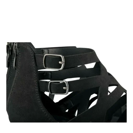 Sandales NOIR Femme Motif Uni Fermeture éclair